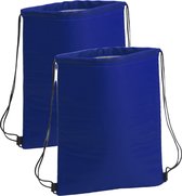 2x stuks blauwe koeltas rugzak 32 x 42 cm - koeltassen met koord