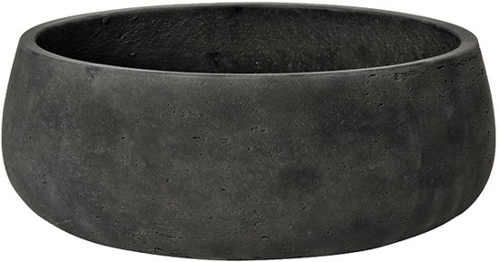 Grijze, cilindrische plantenbak van Pottery Pots met een gewassen, betonnen uitstraling.