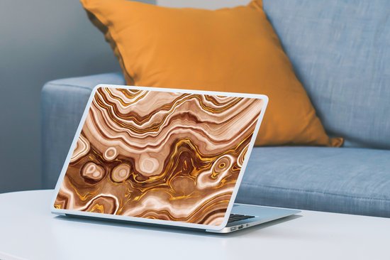 Sticker ordinateur portable - 14 pouces - Marbre - Or - Motifs