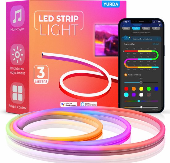 YURDA - Neon Led Strip - Led strip - Neon Verlichting - 3 meter - 16 miljoen kleuren