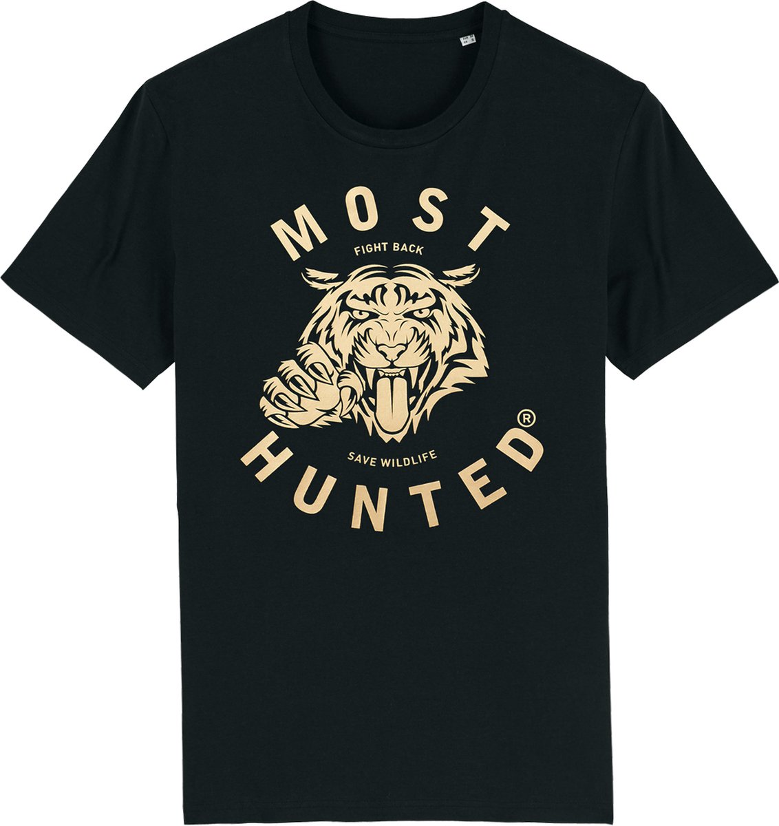 Most Hunted Tijger Claw - Unisex T-shirt - Zwart-Goud - Maat XS