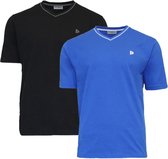 2-Pack Donnay T-shirt - Sportshirt met V-hals - Heren - Black/Royal Blue - maat XXL