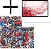 Hoesje Geschikt voor Samsung Galaxy Tab S8 Ultra Hoesje Case Hard Cover Hoes Book Case Met Screenprotector - Graffity