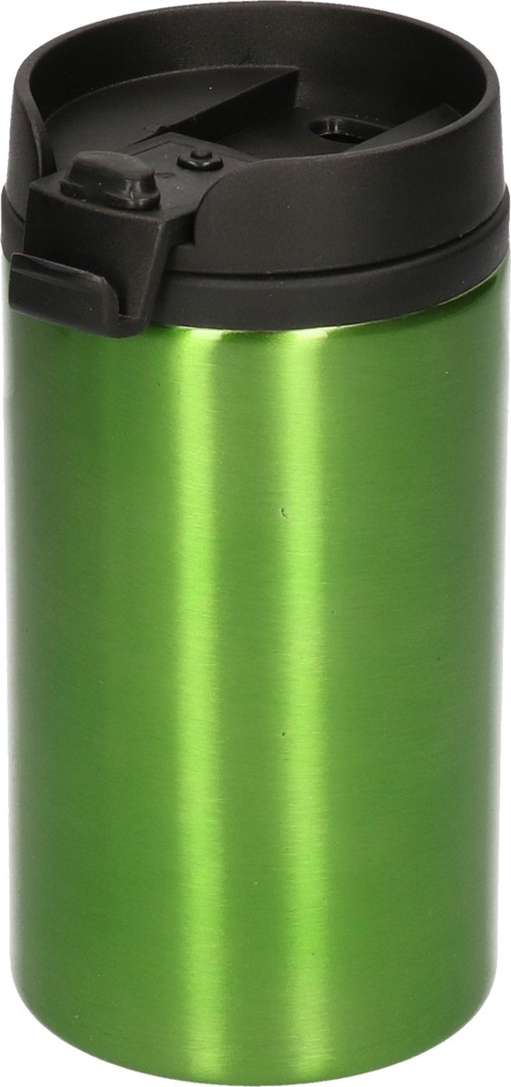 Set van 4x stuks Warmhoudbekers/warm houd bekers metallic zwart en groen 320 ml - 2x per kleur