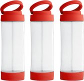 6x Stuks glazen waterfles/drinkfles met rode kunststof schroefdop en smartphone houder 390 ml - Sportfles - Bidon