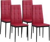 Albatros Eetkamerstoelen Rimini in Set van 4, Rood - Edele Italiaanse vormgeving - kunstlederen bekleding, comfortabele gestoffeerde stoel - Moderne keukenstoel, eetkamerstoel of eettafelstoel