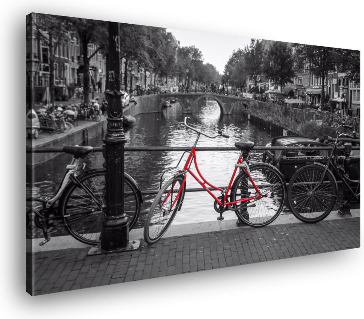Tableau sur toile Vélo rouge à Amsterdam 30 x 20 cm Décoration