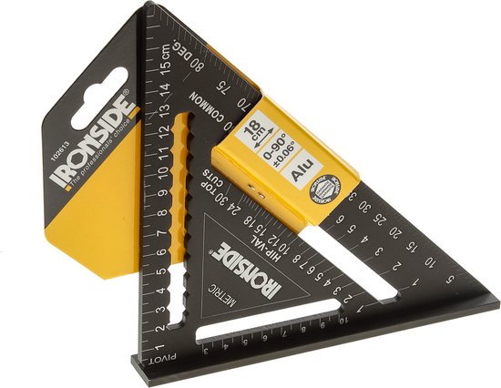 Ironside Timmermans triangle de mesure alu noir 150mm(5in1)