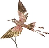 Goodwill Kerstbal Vogel-Kolibrie op Klip Roze-Goud 20 cm