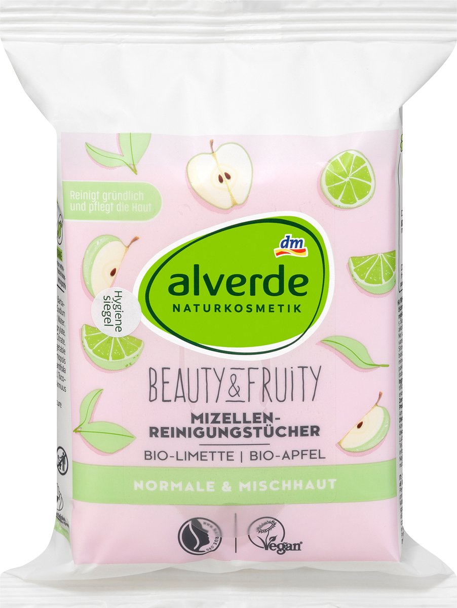 alverde NATURKOSMETIK Beauty&Fruity Reinigingsdoekjes, 25 stuks