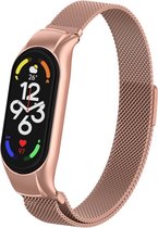 Milanees Smartwatch bandje - Geschikt voor Xiaomi Mi Band 7 Milanese band - rosé pink - Strap-it Horlogeband / Polsband / Armband