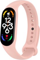 Siliconen Smartwatch bandje - Geschikt voor Xiaomi Mi Band 7 siliconen bandje - lichtroze - Strap-it Horlogeband / Polsband / Armband