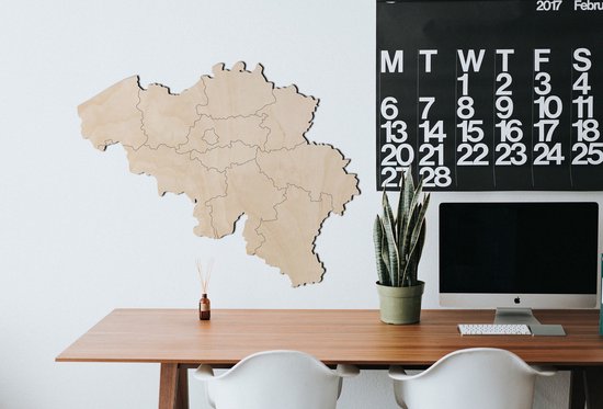 DÉCORATION MURALE EN BOIS - DÉCORATION MURALE - ART MURAL - CARTE DE LA BELGIQUE - 130 x 104 cm - BOIS CLAIR - BOIS NATUREL - FIGURINE MURALE BELGIQUE - BOIS VRAI