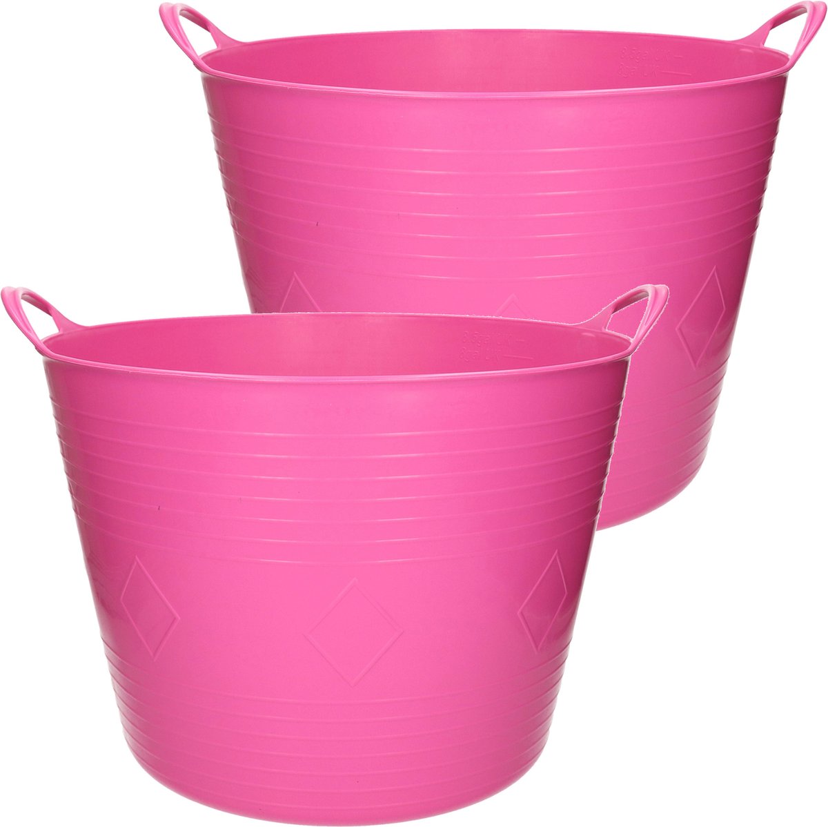 Goedkoopste Flexibele kuip - 2x stuks - 40 liter - roze - kunststof - D45 cm - emmer - wasmand