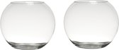 Set van 2x stuks transparante ronde bol vissenkom vaas/vazen van glas 23 x 30 cm - Bloemen/boeketten vaas voor binnen gebruik