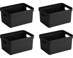 Sunware Opbergbox Sigma - 4x stuks - kunststof - zwart - 5 liter - Opbergbakken/opbergers - 25,2 x 18 x 12,2 cm Sunware Opbergbox Sigma - 4x stuks - kunststof - zwart - 5 liter - Opbergbakken/opbergers - 25,2 x 18 x 12,2 cm