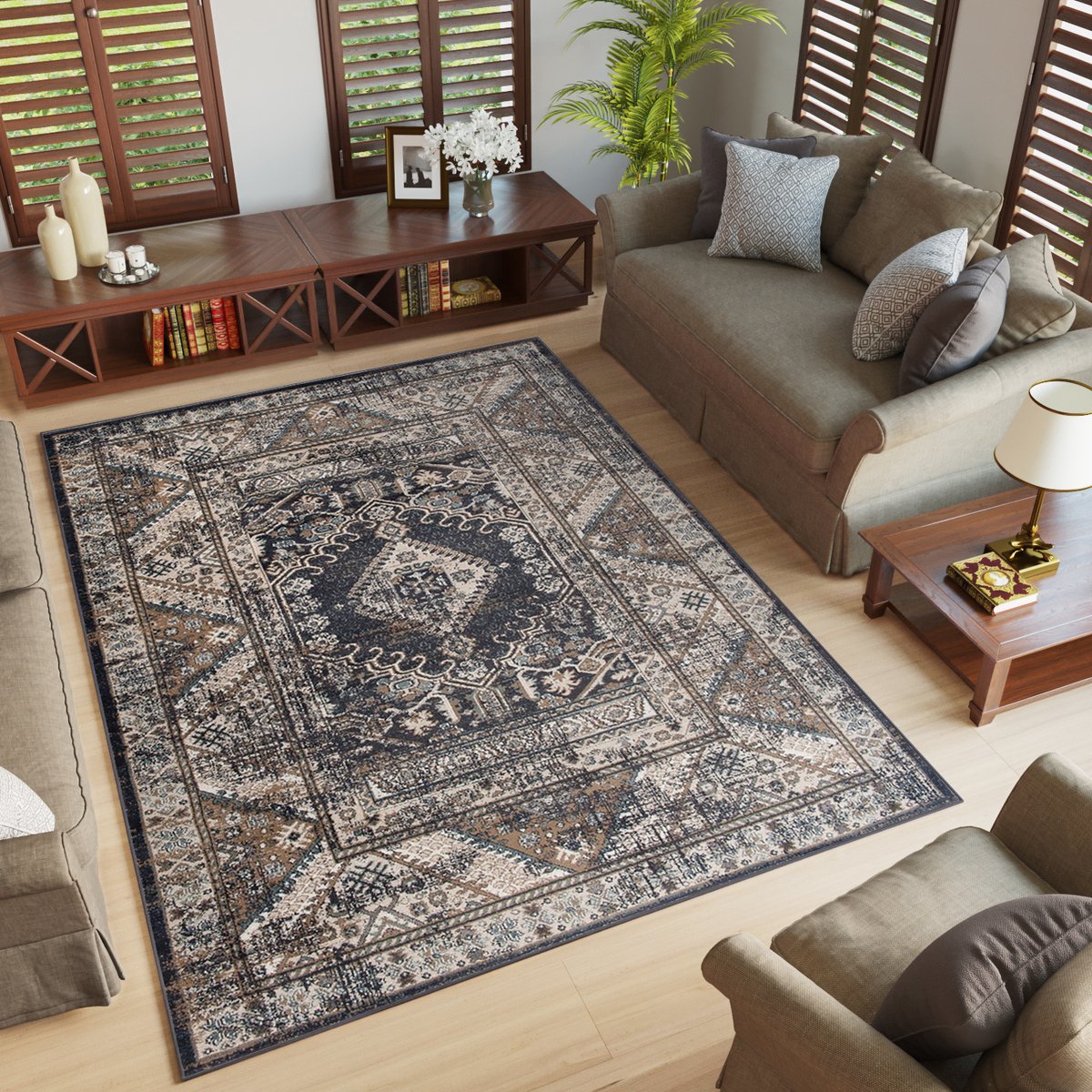 Tapiso Dubai Vloerkleed Tapijt Oriental Oosters Carpet Maat- 300x400 antraciet creme4, foto 7