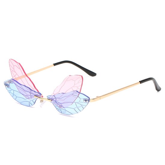 Freaky Glasses - Lunettes de soleil Butterfly - Lunettes de festival - Lunettes - Fête - Lunettes - Hommes - Femmes - Unisexe - Plastique - Métal - Rose - Bleu