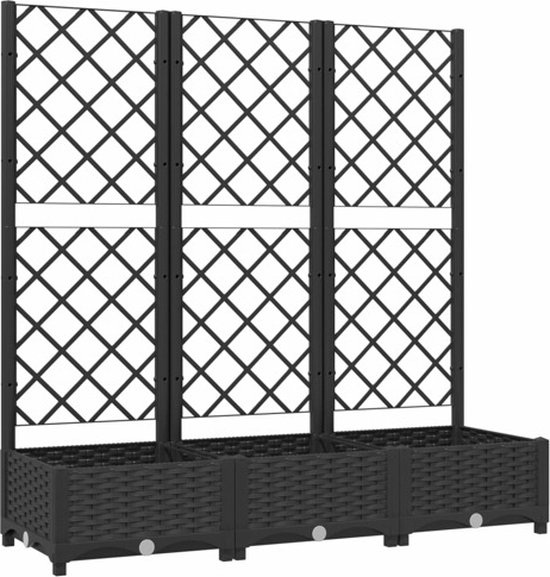 vidaXL - Plantenbak - met - trellis - zwart - 120x40x121,5 - cm - PP