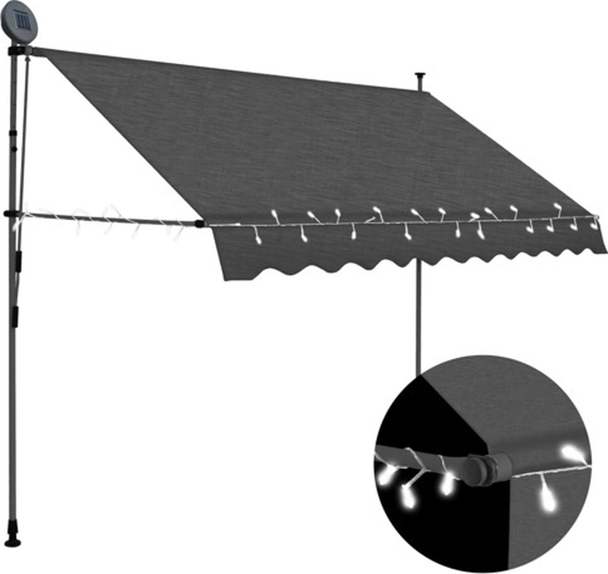 Bol.com vidaXL - Luifel - handmatig - uitschuifbaar - met - LED - 300 - cm - antracietkleurig aanbieding