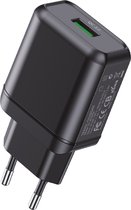 Snellader met Quick Charge 3.0 - Zwart - 3A USB Oplaadstekker met Fast Charging - Oplader voor A54, A05s, A34, A25, A14, Fold, Flip, S24, S23 - Fast Charger