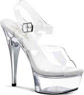 Pleaser - CAPTIVA-608 Sandaal met enkelband - US 12 - 42 Shoes - Transparant/Zilverkleurig