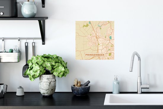 Muurstickers - Sticker Folie - Prinsenbeek - Plattegrond - Kaart - Stadskaart - Vintage - 30x30 cm - Plakfolie - Muurstickers Kinderkamer - Zelfklevend Behang - Zelfklevend behangpapier - Stickerfolie