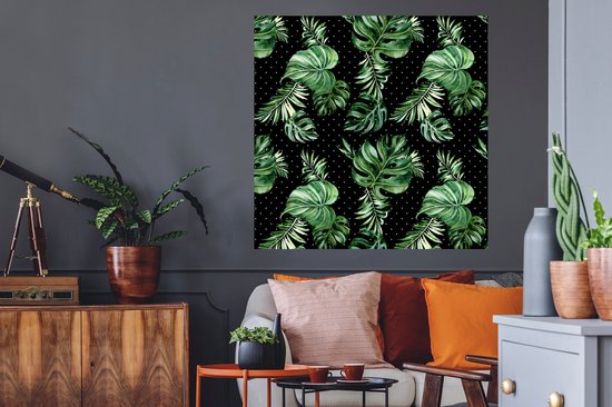 Muurstickers - Sticker Folie - Bladeren - Tropisch - Patronen - Jungle - 100x100 cm - Plakfolie - Muurstickers Kinderkamer - Zelfklevend Behang XXL - Zelfklevend behangpapier - Stickerfolie