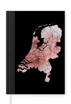 Notitieboek - Schrijfboek - Kaart - Nederland - Oudroze - Notitieboekje klein - A5 formaat - Schrijfblok