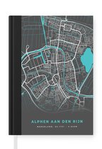 Notitieboek - Schrijfboek - Stadskaart - Alphen aan den Rijn - Grijs - Blauw - Notitieboekje klein - A5 formaat - Schrijfblok - Plattegrond