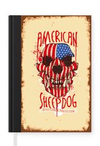 Notitieboek - Schrijfboek - Vintage - Amerika - Hond - Notitieboekje klein - A5 formaat - Schrijfblok
