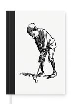 Notitieboek - Schrijfboek - Retro - Golf - Sport - Notitieboekje klein - A5 formaat - Schrijfblok