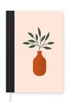 Notitieboek - Schrijfboek - Pastel - Planten - Vaas - Notitieboekje klein - A5 formaat - Schrijfblok