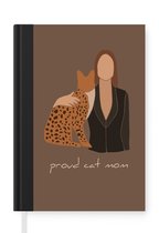 Notitieboek - Schrijfboek - Proud cat mom - Vrouwen - Kat - Quotes - Spreuken - Notitieboekje klein - A5 formaat - Schrijfblok