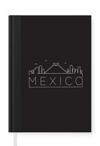 Notitieboek - Schrijfboek - Stadsaanzicht "Mexico" met een zwarte achtergrond - Notitieboekje klein - A5 formaat - Schrijfblok