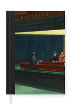 Notitieboek - Schrijfboek - Nighthawks - Edward Hopper - Notitieboekje klein - A5 formaat - Schrijfblok