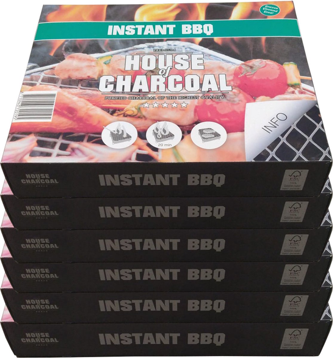 House of Charcoal Wegwerp Barbecue - Instant BBQ - 6 stuks
