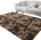 Happyment® Zacht fluffy vloerkleed - Hoogpolig tapijt - Wasbaar - Tapijten slaapkamer, woonkamer, kinderkamer - Bruin 200x145 cm