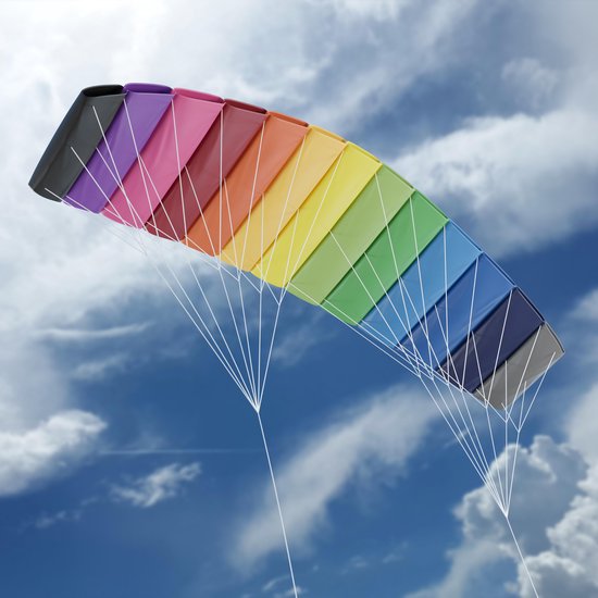 Tickle Bee Power Kite - Matrasvlieger - Mammoth Edition 2,50 Meter breed en 80 cm hoog! - Fiesta Kleuren - Eenvoudig te gebruiken