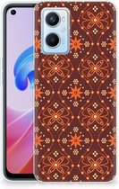 Smartphone hoesje OPPO A96 | OPPO A76 Leuk Case Batik Brown