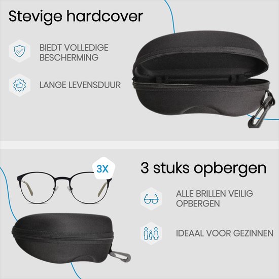 BukkitBow - Etui à lunettes - Porte -lunettes - Etui à lunettes - Etui à lunettes - Set 3 Pièces - Zwart