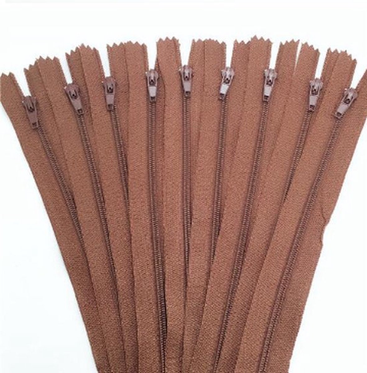 Close end rits 20 cm - bruin - 2 stuks