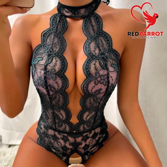 Erotische kleding | V-hals tot aan navel | Open borsten | Zwart | Sexy  kleding | Sex... | bol.com