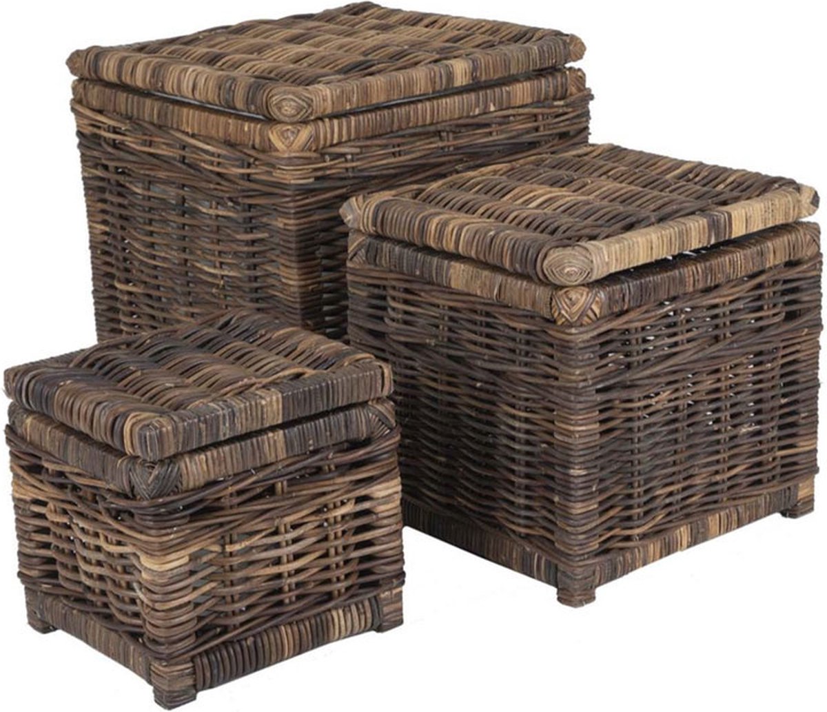 Bruine Rotan Opbergmand Luc - 50x50xH50 cm - Vierkant - Antiek