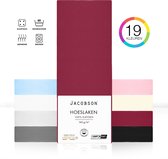 Jacobson PREMIUM - Jersey Hoeslaken - 200x200cm - 100% Katoen - tot 23cm matrasdikte - Wijnrood