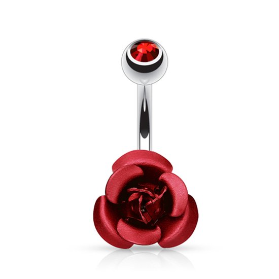 Bellypiercing métal rose rouge
