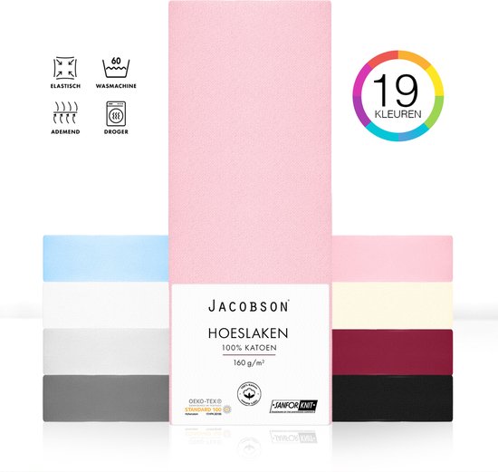 Jacobson PREMIUM - Jersey Hoeslaken - 100% Katoen - tot matrasdikte