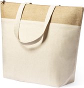 Sac isotherme - Lunch bag - Lunch bag isotherme - Éléments de refroidissement rafraîchissants - Isolation - Adultes - Femme - Homme - Katoen - Jute - Aluminium - beige