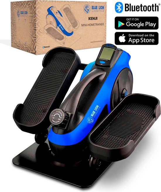 Blue Lion Stoelfiets - Mini Hometrainer - Bureaufiets - Deskbike voor onder Bureau - Stepper - Crosstrainer - Bluetooth