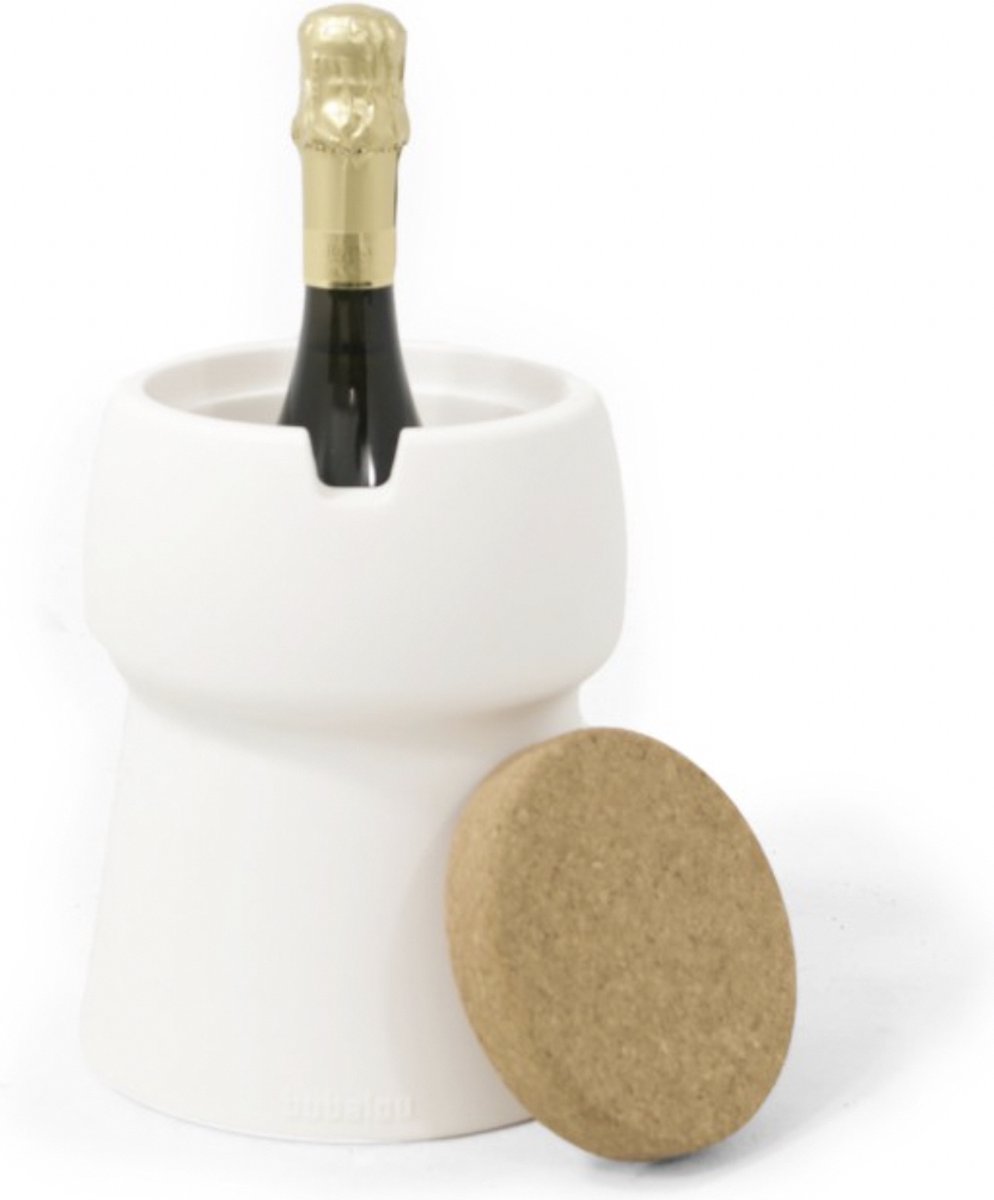 Bubalou Champagnekoeler - CHAMP 1-Bottle Cooler - Off White/Wit - Wijnkoeler - Wijn - Bier - Frisdrank - Kurk - Koeltas - Koelbox